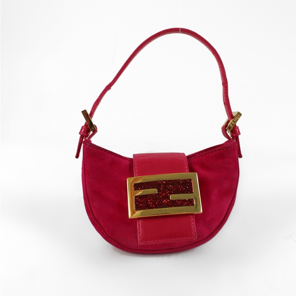Fendi 💝 Pink Suede Mini Croissant Bag